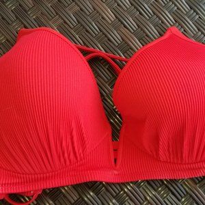 32DD red ribbed bikini top NEW